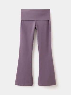 Bawełniane legginsy z wywijanym pasem purpurowy - Dzieci - lata - MANGO KIDS