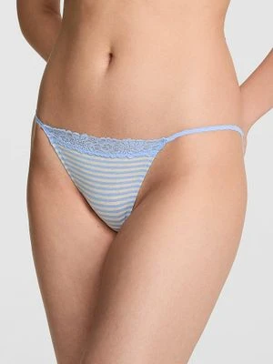 Bawełniane majtki bikini z koronkowym wykończeniem Victoria's Secret Z nadrukiem