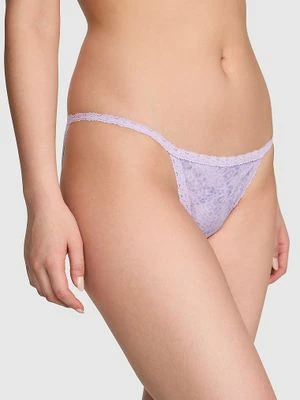 Bawełniane majtki bikini z paseczkami i koronkowym wykończeniem Victoria's Secret 7LN5