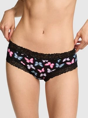 Bawełniane majtki cheeky z koronkowym wykończeniem Victoria's Secret Z nadrukiem