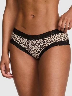 Bawełniane majtki cheeky z koronkowym wykończeniem Victoria's Secret Z nadrukiem