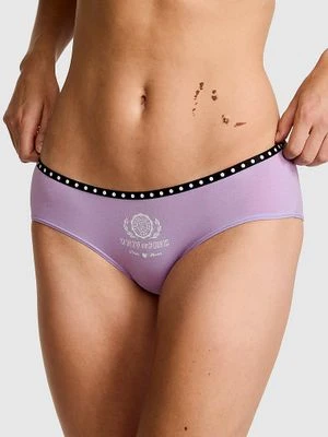 Bawełniane majtki hiphugger z logo Victoria's Secret Fioletowy