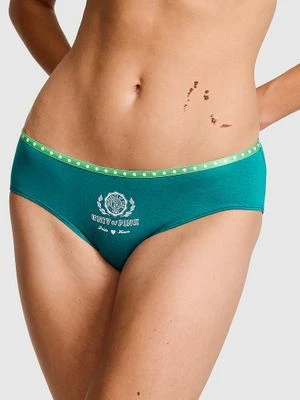 Bawełniane majtki hiphugger z logo Victoria's Secret Zielony