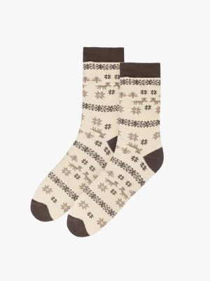 Bawełniane skarpety w ozdobny print Bravo Moda Brązowy