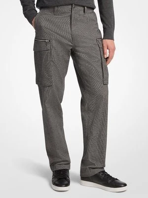 Bawełniane spodnie cargo z bawełny we wzór w pepitkę z zamkiem Michael Kors Mens