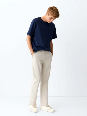 Bawełniane spodnie chinos lodowy szary - Teen - MANGO TEEN