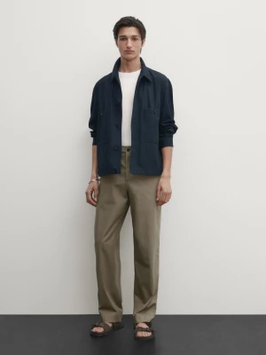 Bawełniane Spodnie Jogger − Studio - Khaki - - Massimo Dutti - Mężczyzna