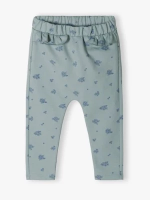 Bawełniane spodnie niemowlęce - niebieskie w kwiaty 5.10.15.