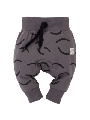 Bawełniane spodnie niemowlęce we wzorki - szare Pinokio