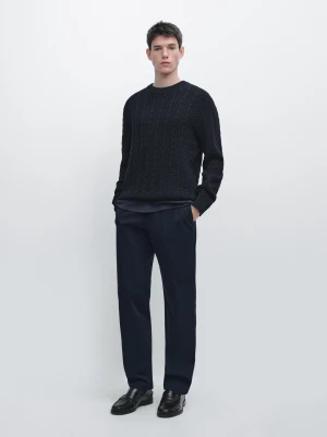 Bawełniane Spodnie O Kroju Slim - Granatowy - - Massimo Dutti - Mężczyzna