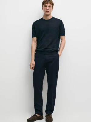 Bawełniane Spodnie O Kroju Slim - Granatowy - - Massimo Dutti - Mężczyzna