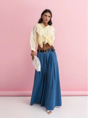 Bawełniane spodnie palazzo denim JAEL - niebieskie  magmac 