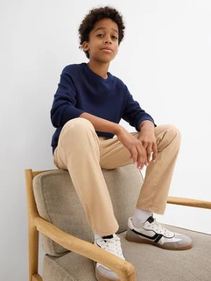 Bawełniane spodnie z gumką w talii regular fit, prosta nogawka bonprix