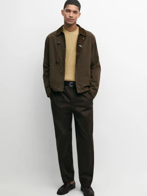 Spodnie Z Szerokimi Nogawkami Ze 100% Bawełny - Brązowy - Massimo Dutti - Male