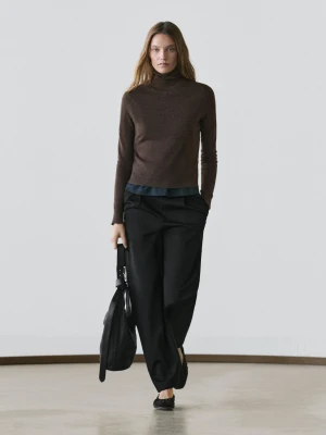 Bawełniane Spodnie Z Zakładkami - Czarny - - Massimo Dutti - Kobieta