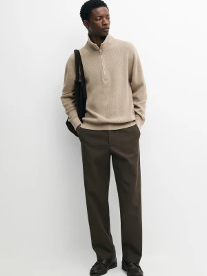 Bawełniane Spodnie Ze Ściągaczem W Pasie - Brązowy - Massimo Dutti - Male