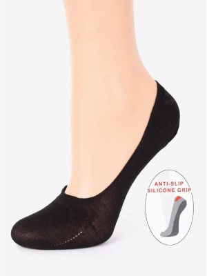 Bawełniane Stopki Damskie z Silikonem Cotton Anti-Slip Black Marilyn