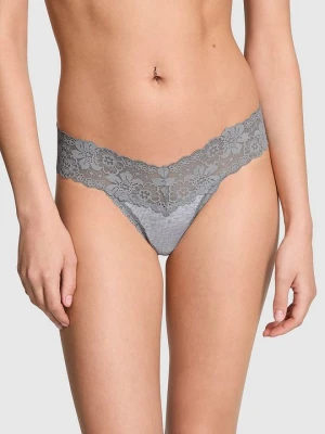 PINK Bawełniane stringi z koronkowym wykończeniem Victoria's Secret
