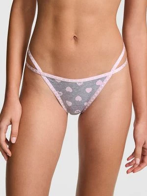 Bawełniane stringi z logo z wysokim stanem Victoria's Secret 7MWO
