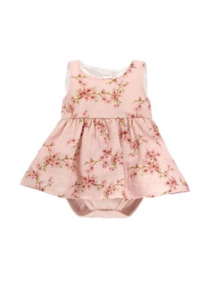 Bawełniane sukienko-body niemowlęce różowe Pinokio