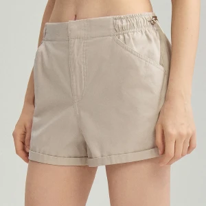 Zdjęcie produktu Bawełniane szorty mid waist z elastycznym pasem piaskowe House