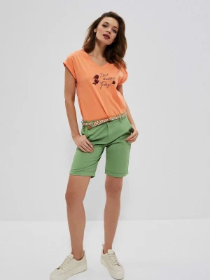 Bawełniane szorty z paskiem malahitowe Moodo