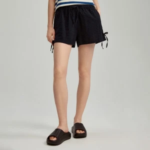 Bawełniane szorty ze strukturalnej tkaniny czarne House