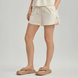 Bawełniane szorty ze strukturalnej tkaniny kremowe House