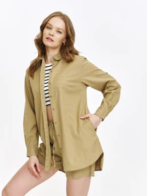 Bawełniano-lniana koszula w jasnozielonym kolorze Top Secret