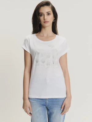 Bawełniano-wiskozowy top z subtelną grafiką Greenpoint