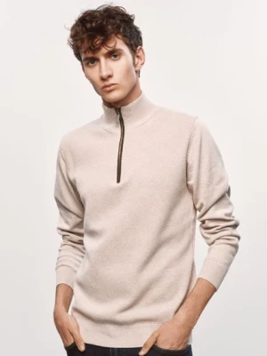 Bawełniany beżowy sweter męski OCHNIK