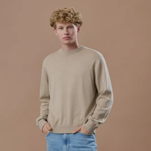 Bawełniany beżowy sweter z okrągłym dekoltem House