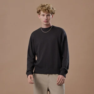 Bawełniany brązowy sweter z okrągłym dekoltem House