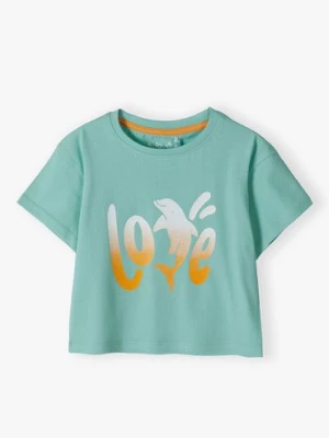 Bawełniany crop top dla dziewczynki z napisem LOVE 5.10.15.