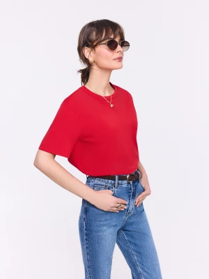 Bawełniany czerwony T-shirt TARANKO