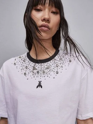 Bawełniany dżersejowy T-shirt crooped PATRIZIA PEPE