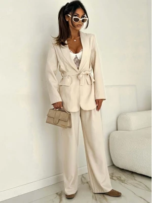 Bawełniany garnitur z szerokimi spodniami IRETI - beżowy  magmac 