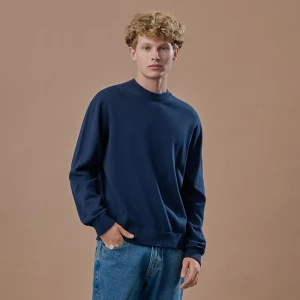 Bawełniany granatowy sweter z okrągłym dekoltem House