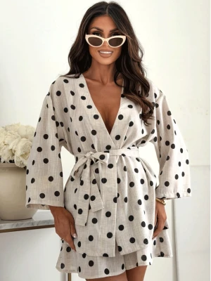 Bawełniany komplet 2w1 kimono i spodenki WYNNE - wzór 1  magmac 