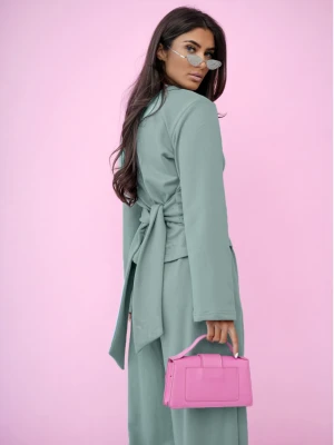 Bawełniany komplet dresowy z szerokimi spodniami ISSA - szałwiowy  magmac 