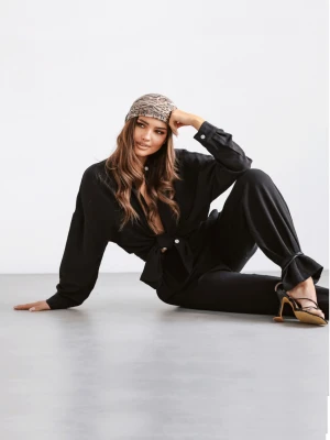 Bawełniany komplet koszula i szerokie spodnie SURI - czarny  magmac 