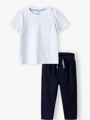 Bawełniany komplet niemowlęcy - t-shirt i granatowe spodnie 5.10.15.