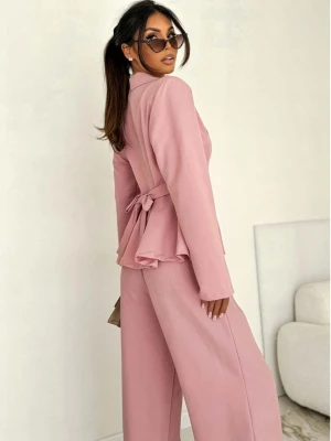 Bawełniany komplet z szerokimi spodniami HENUSI - pudrowy róż  magmac 