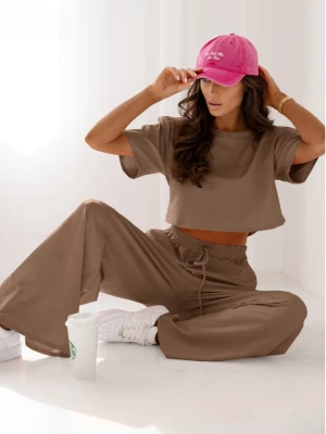 Bawełniany komplet z szerokimi spodniami NICOL - cappuccino  magmac 