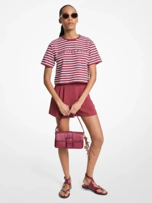 Bawełniany krótki T-shirt w paski z logo Michael Kors