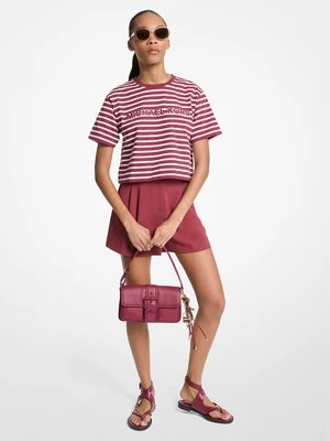 Bawełniany krótki T-shirt w paski z logo MICHAEL Michael Kors