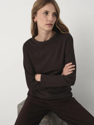Bawełniany longsleeve w kolorze ciemnobrązowym Greenpoint