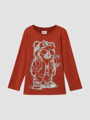 Bawełniany longsleeve z silikonowym nadrukiem s.Oliver czerwony