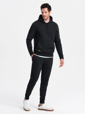 Męski dresowy komplet BASIC bluza kangurka + joggery – czarny V9 Z85
 -                                    L Ombre