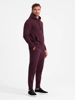 Męski komplet dresowy BASIC bluza kangurka + joggery – bordowy V3 Z85
 -                                    L